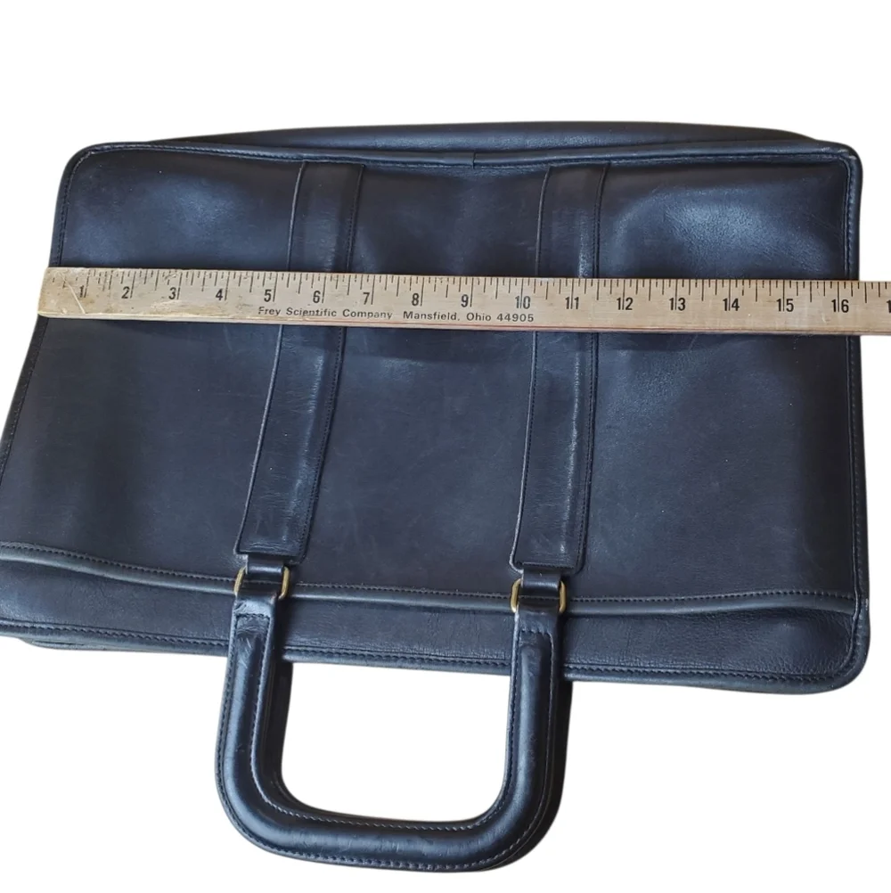 Vntg Coach Black Leather Briefcase. Made in USA.